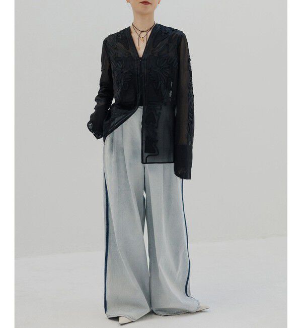 ADAM ET ROPE'「【EMOELLE】ステッチエンブロイダリーブラウス」|シャツ・ブラウス|