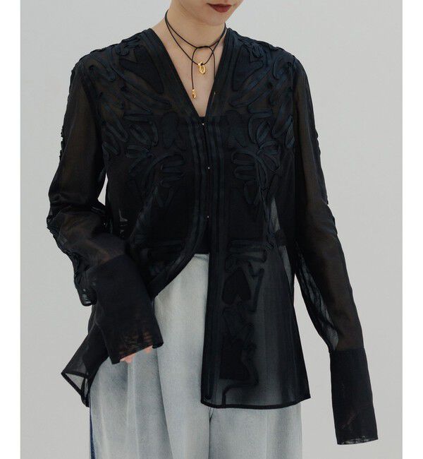 ADAM ET ROPE'「【EMOELLE】ステッチエンブロイダリーブラウス」|シャツ・ブラウス|