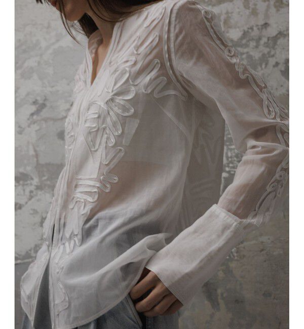 ADAM ET ROPE'「【EMOELLE】ステッチエンブロイダリーブラウス」|シャツ・ブラウス|