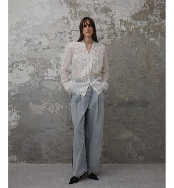 ADAM ET ROPE'「【EMOELLE】ステッチエンブロイダリーブラウス」|シャツ・ブラウス|