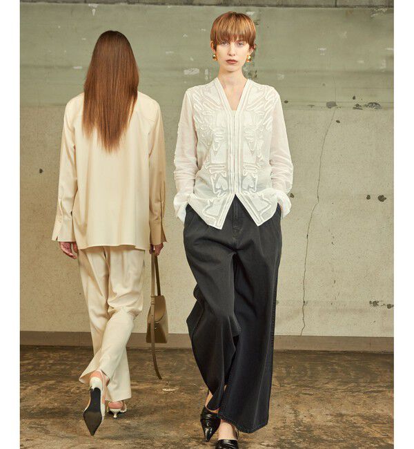 ADAM ET ROPE'「【EMOELLE】ステッチエンブロイダリーブラウス」|シャツ・ブラウス|