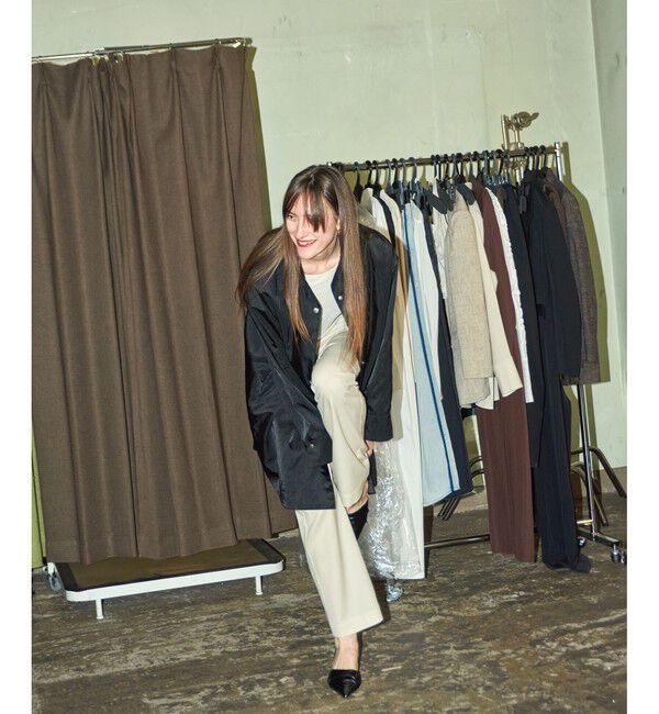 ADAM ET ROPE'「【EMOELLE】ナイロンサテンシャツブルゾン」|ブルゾン・スタジャン|