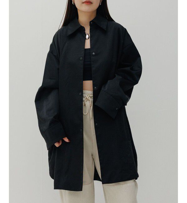 ADAM ET ROPE'「【EMOELLE】ナイロンサテンシャツブルゾン」|ブルゾン・スタジャン|