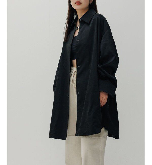 ADAM ET ROPE'「【EMOELLE】ナイロンサテンシャツブルゾン」|ブルゾン・スタジャン|