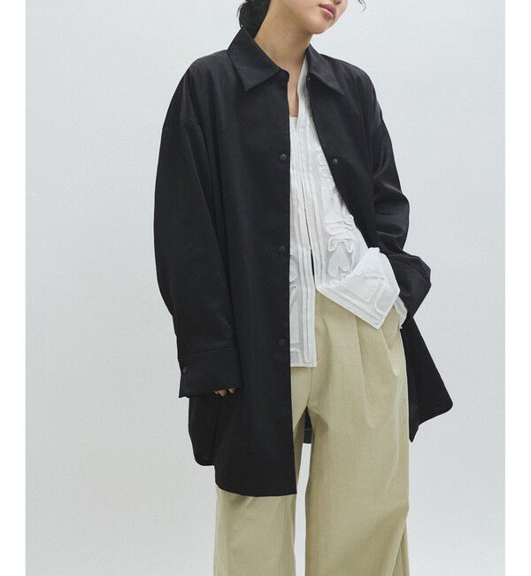 ADAM ET ROPE'「【EMOELLE】ナイロンサテンシャツブルゾン」|ブルゾン・スタジャン|