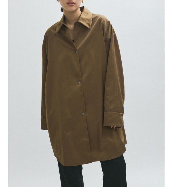 ADAM ET ROPE'「【EMOELLE】ナイロンサテンシャツブルゾン」|ブルゾン・スタジャン|