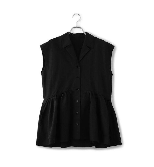 ADAM ET ROPE'「【サステナブル】オープンカラーペプラムシャツ」|シャツ・ブラウス|