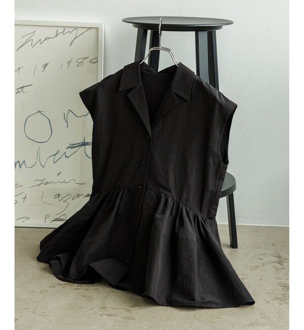 ADAM ET ROPE'「【サステナブル】オープンカラーペプラムシャツ」|シャツ・ブラウス|