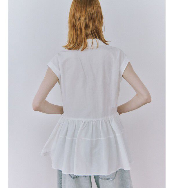 ADAM ET ROPE'「【サステナブル】オープンカラーペプラムシャツ」|シャツ・ブラウス|