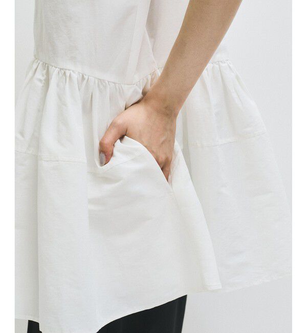 ADAM ET ROPE'「【サステナブル】オープンカラーペプラムシャツ」|シャツ・ブラウス|