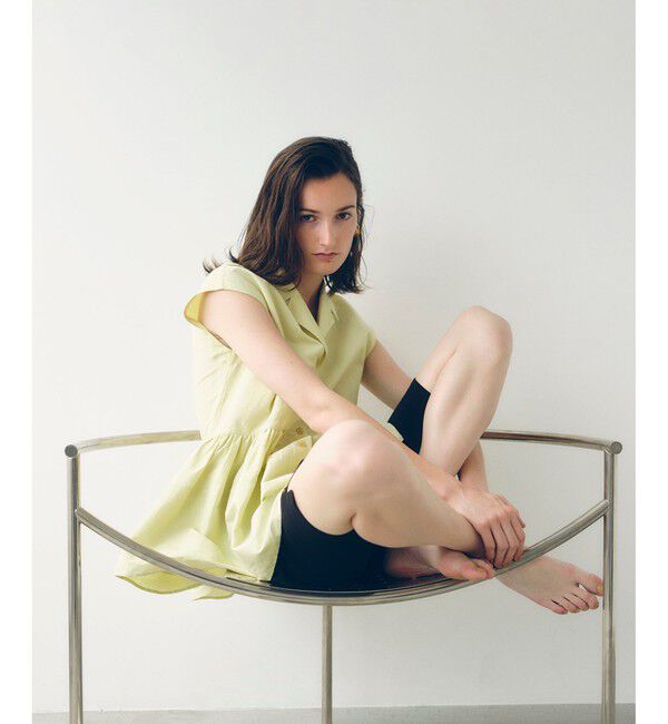 ADAM ET ROPE'「【サステナブル】オープンカラーペプラムシャツ」|シャツ・ブラウス|