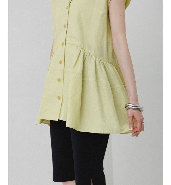 ADAM ET ROPE'「【サステナブル】オープンカラーペプラムシャツ」|シャツ・ブラウス|