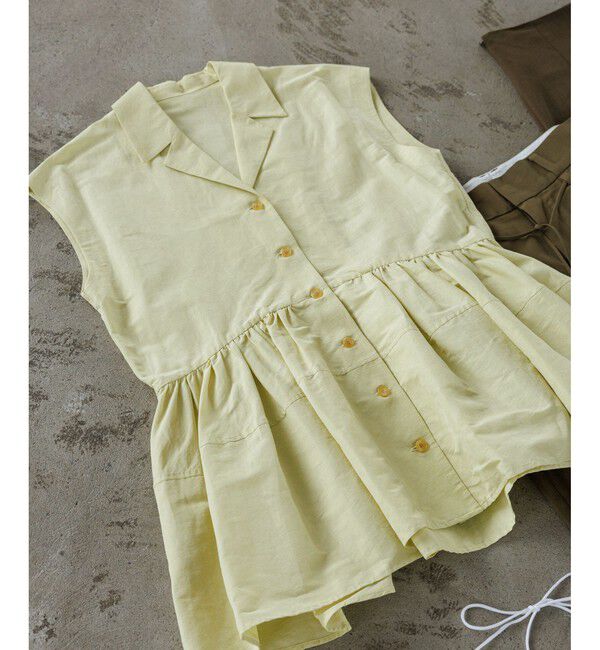 ADAM ET ROPE'「【サステナブル】オープンカラーペプラムシャツ」|シャツ・ブラウス|