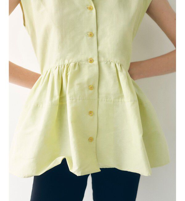 ADAM ET ROPE'「【サステナブル】オープンカラーペプラムシャツ」|シャツ・ブラウス|