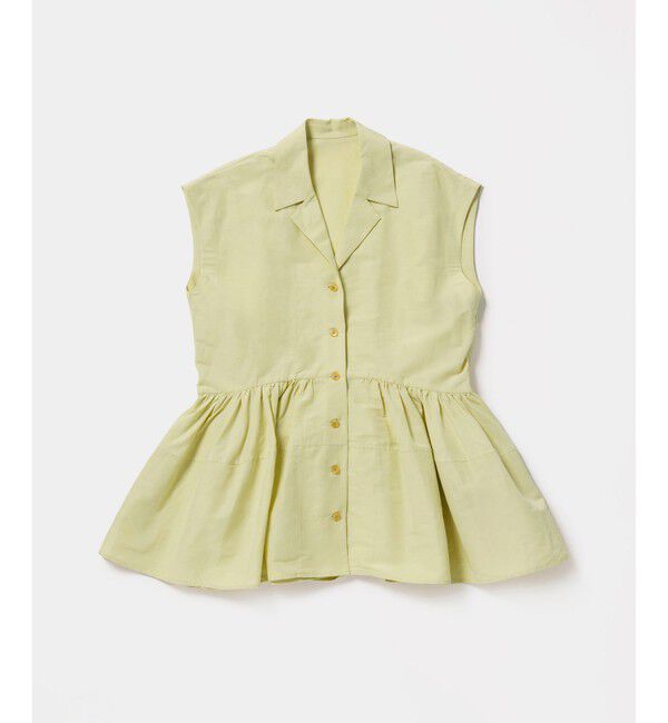 ADAM ET ROPE'「【サステナブル】オープンカラーペプラムシャツ」|シャツ・ブラウス|