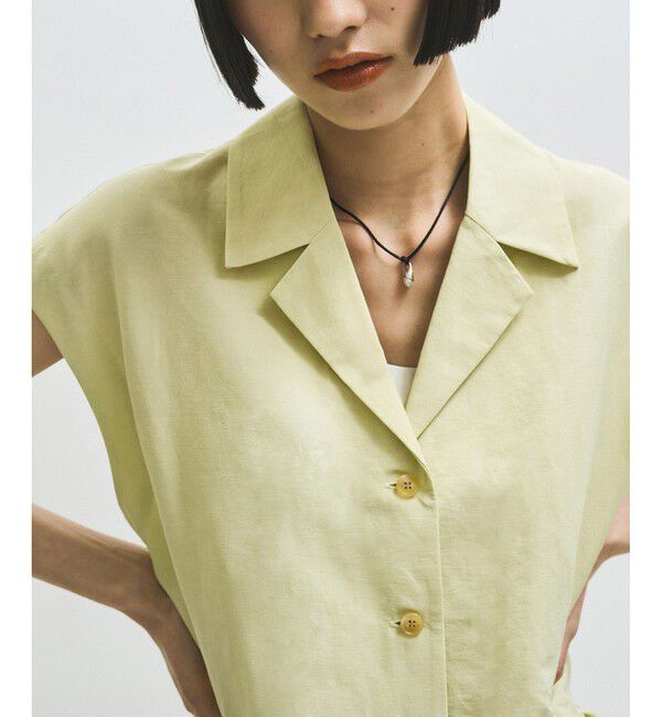 ADAM ET ROPE'「【サステナブル】オープンカラーペプラムシャツ」|シャツ・ブラウス|