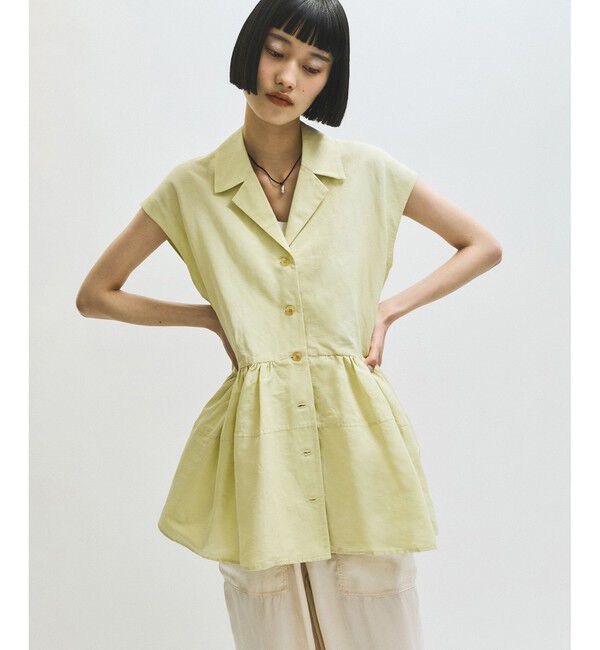 ADAM ET ROPE'「【サステナブル】オープンカラーペプラムシャツ」|シャツ・ブラウス|