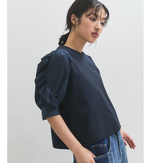 ADAM ET ROPE'「【サステナブル】バルーンスリーブTシャツ」|Tシャツ・カットソー|ネイビー(40)