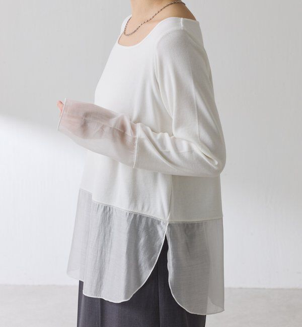  「【レイヤードに最適！】裾シアーロンT」|Tシャツ・カットソー|
