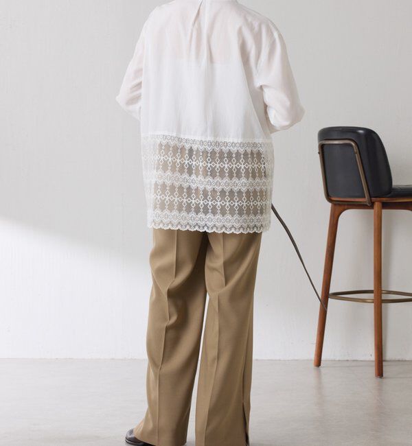  「ボウタイ裾レース切替シャツ」|シャツ・ブラウス|