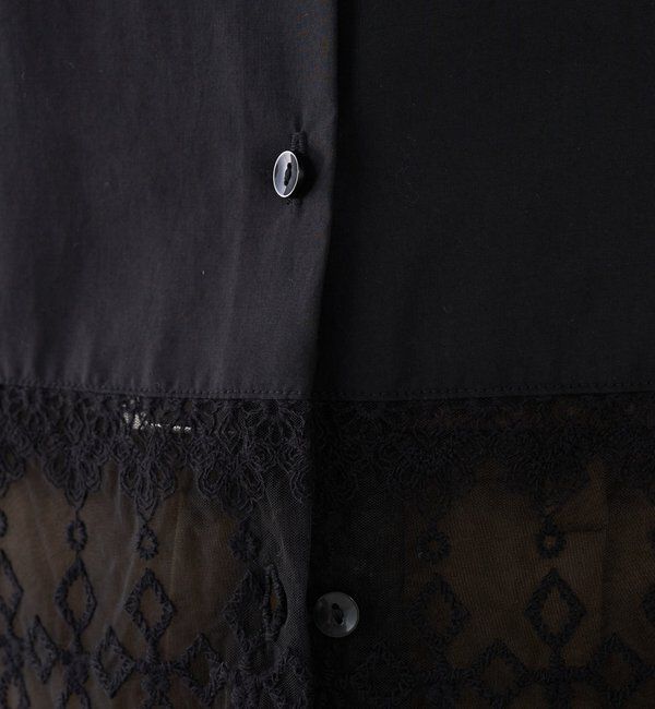  「ボウタイ裾レース切替シャツ」|シャツ・ブラウス|
