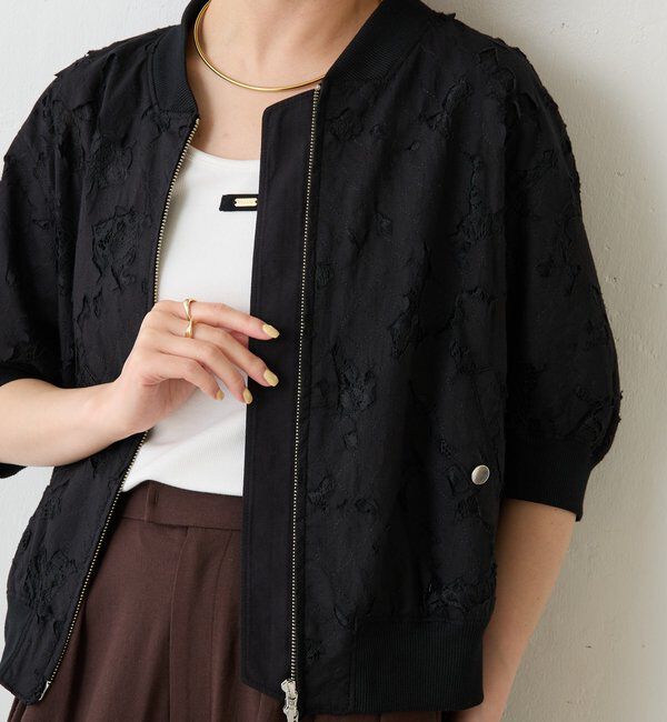  「ローン&times;レースキルトブルゾン」|ベスト・ジレ|ブラック