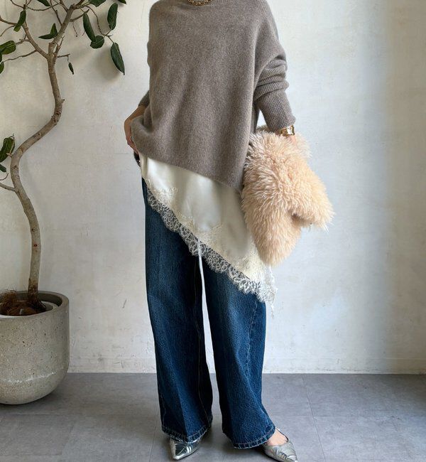  「ファーウールポンチョプルオーバー」|ニット・セーター|