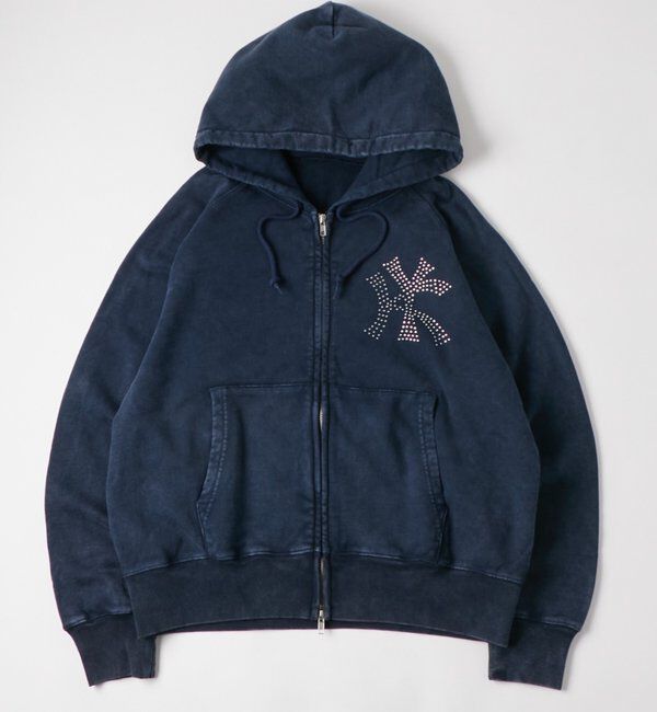  「KOOKY'N KYケミカルラインストーンジップパーカー」|パーカー|ネイビー