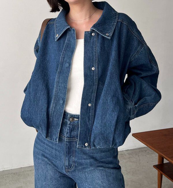  「【サイズ展開あり/セットアップ対応】ラウンドデニムブルゾン」|ブルゾン・スタジャン|