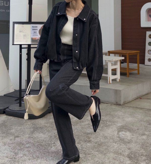  「【サイズ展開あり/セットアップ対応】ラウンドデニムブルゾン」|ブルゾン・スタジャン|