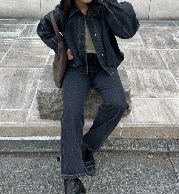  「【サイズ展開あり/セットアップ対応】ラウンドデニムブルゾン」|ブルゾン・スタジャン|