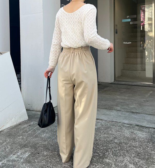  「【低身長サイズあり】ピンタックリボンパンツ」|チノ|