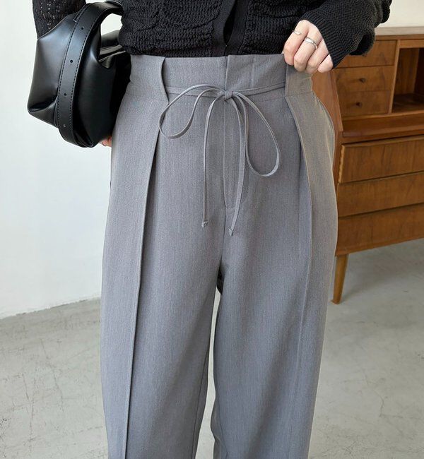  「【低身長サイズあり】ピンタックリボンパンツ」|チノ|