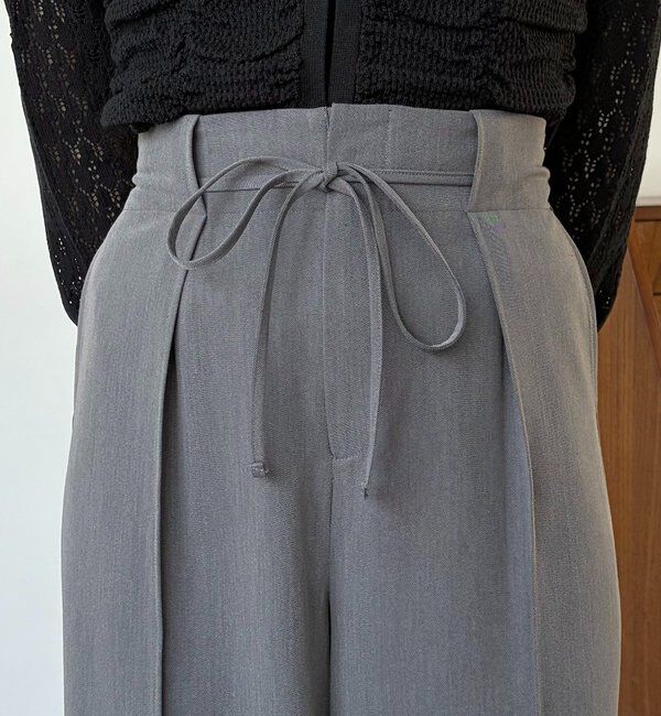  「【低身長サイズあり】ピンタックリボンパンツ」|チノ|