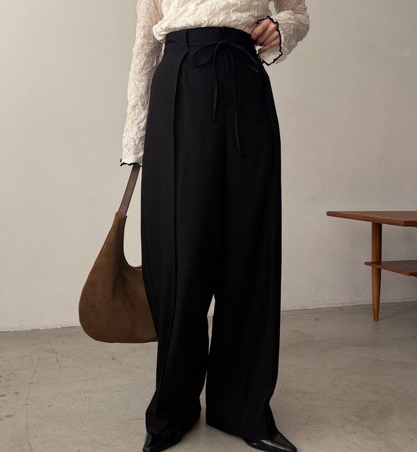  「【低身長サイズあり】ピンタックリボンパンツ」|チノ|