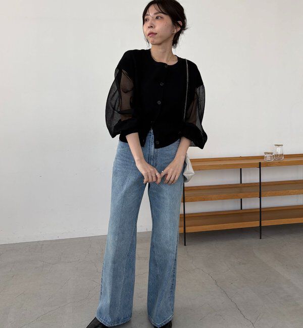  「【WEB限定カラー・ピンク】シアースリーブショートカーディガン」|カーディガン|