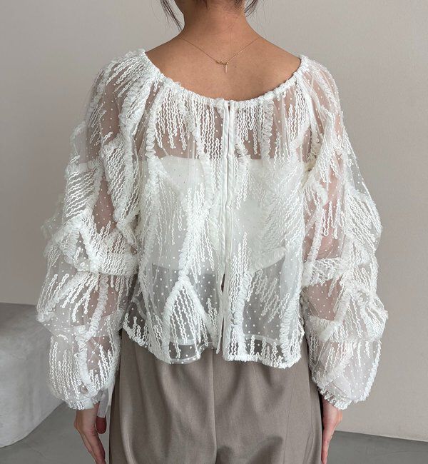  「【yuu企画】ジャガードシアーブラウス」|シャツ・ブラウス|