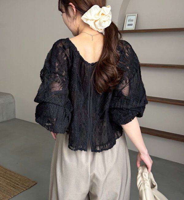  「【yuu企画】ジャガードシアーブラウス」|シャツ・ブラウス|
