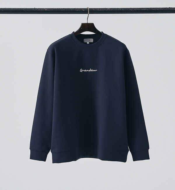 ABAHOUSE「【Grandeur】シルキーダンボール ロゴ 長袖 Tシャツ」|Tシャツ・カットソー|ネイビー