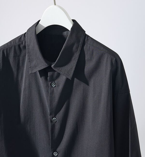 ABAHOUSE「ストレッチコットン レギュラーカラー リラックスシャツ / オーバーサイズ【予約」|シャツ・ブラウス|ブラック