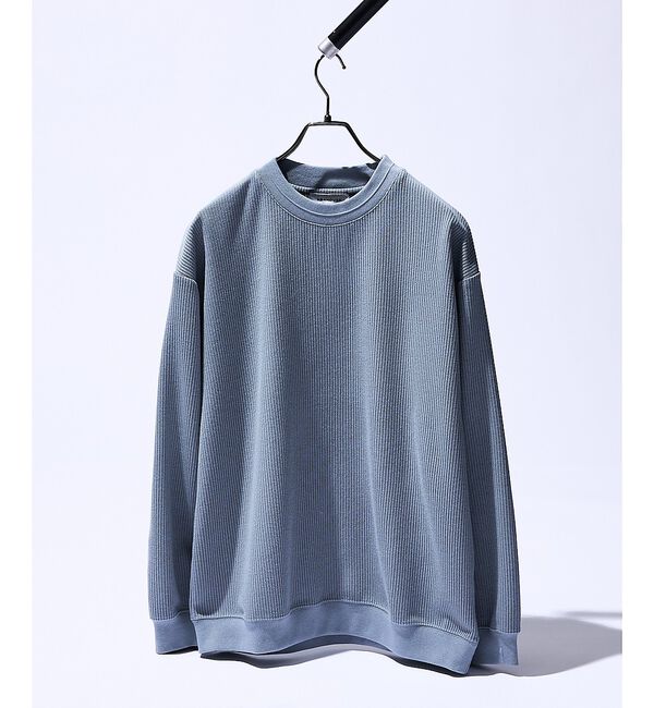 ABAHOUSE「クォーターゲージニット クルーネックスウェット / リラックスフィット【予約】」|スウェット・ジャージ|サックスブルー