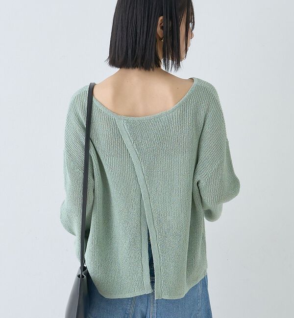 Rouge vif「【一部店舗限定】バックスリットゆるメッシュニット【予約】」|ニット・セーター|セージグリーン