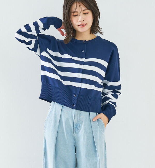 abahouse mavie「スポンジングボーダー2WAYプルオーバー」|カーディガン|