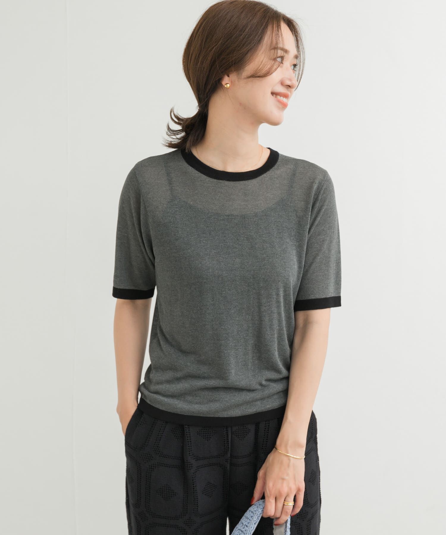 URBAN RESEARCH DOORS「リンガー半袖ニットTシャツ」|ニット・セーター|