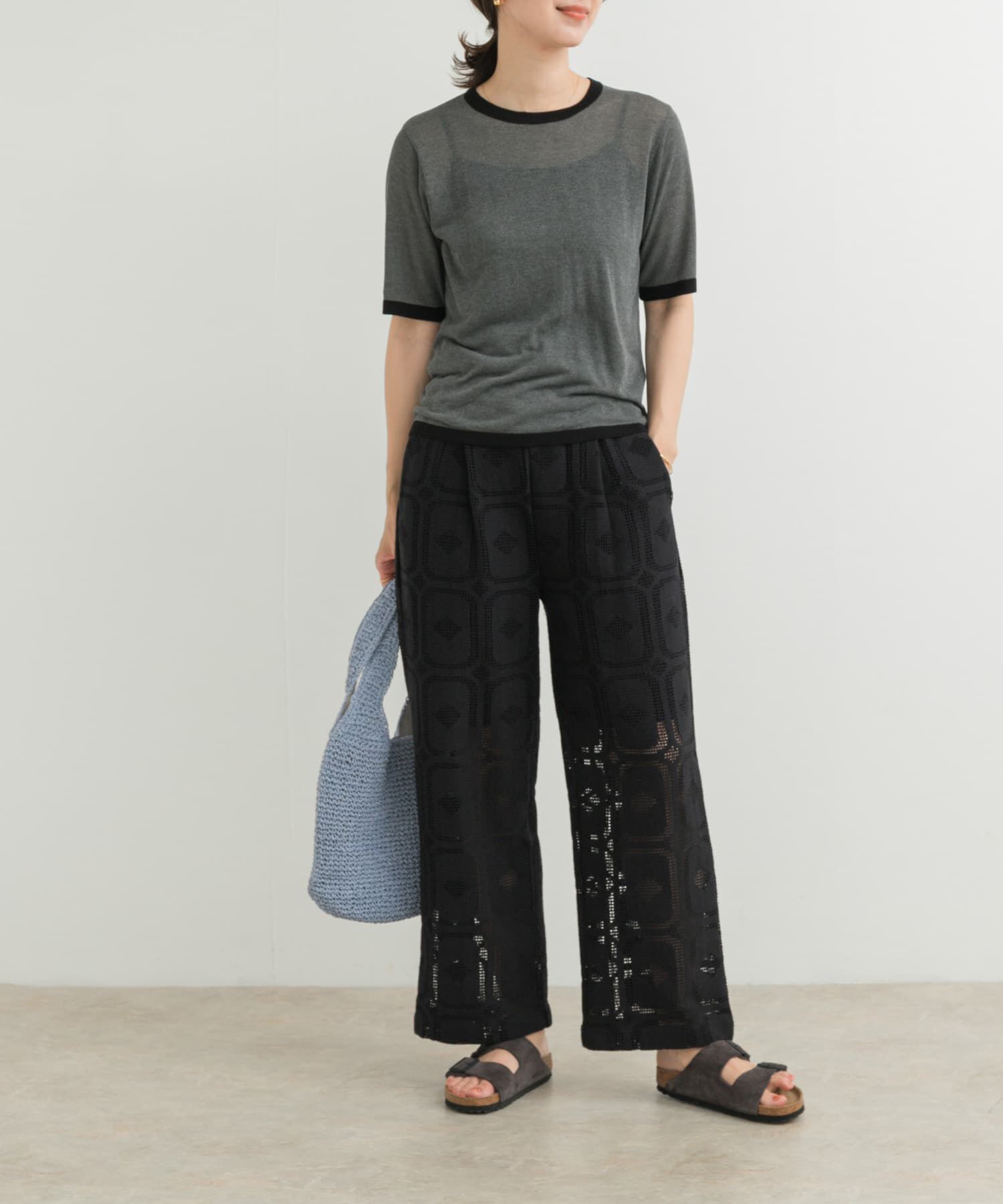 URBAN RESEARCH DOORS「リンガー半袖ニットTシャツ」|ニット・セーター|