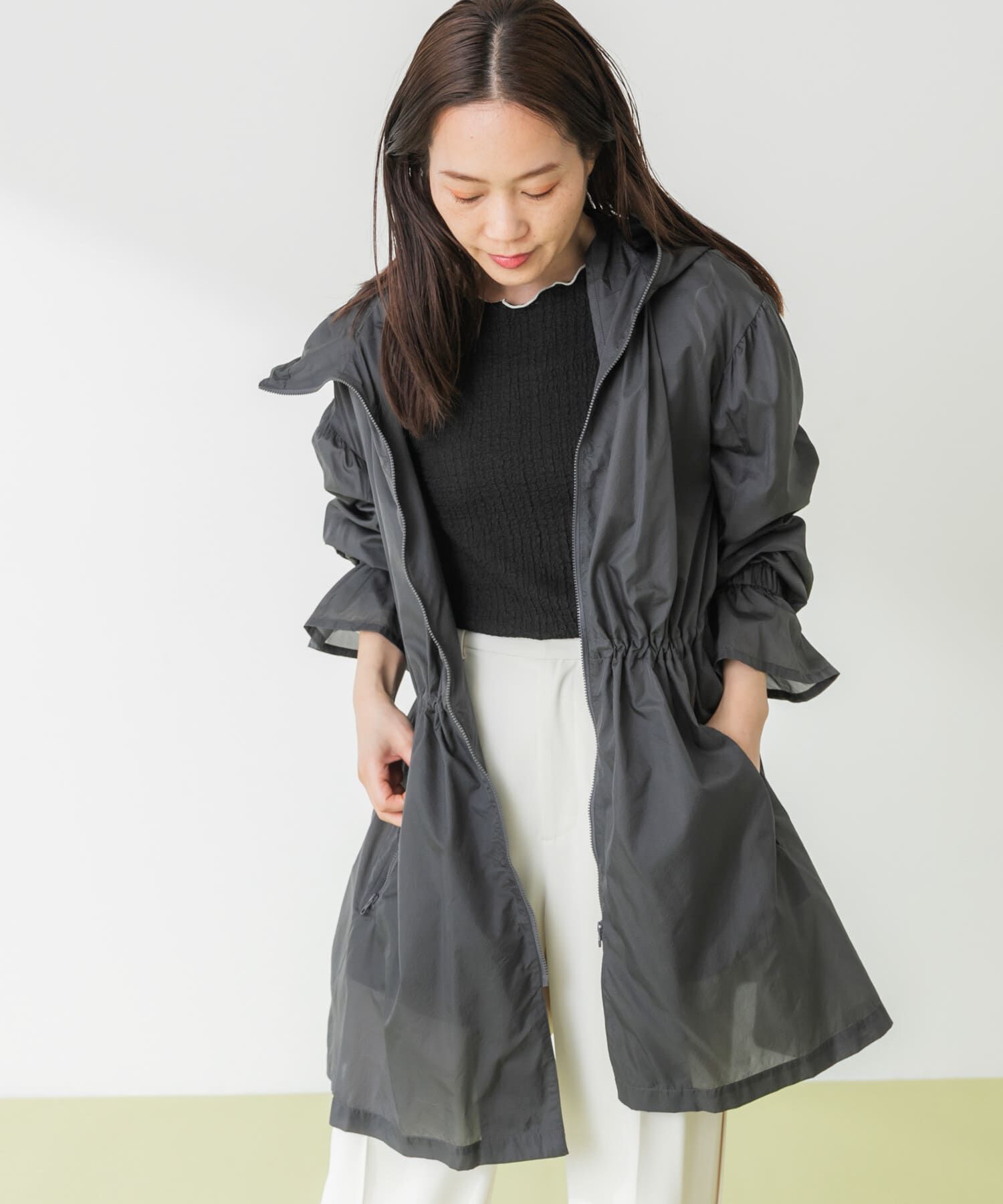 Sonny Label 「SLAB Sheer Blouson」|ノーカラーコート|
