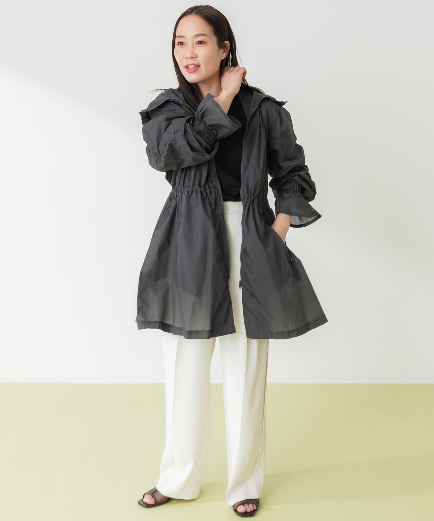 Sonny Label 「SLAB Sheer Blouson」|ノーカラーコート|