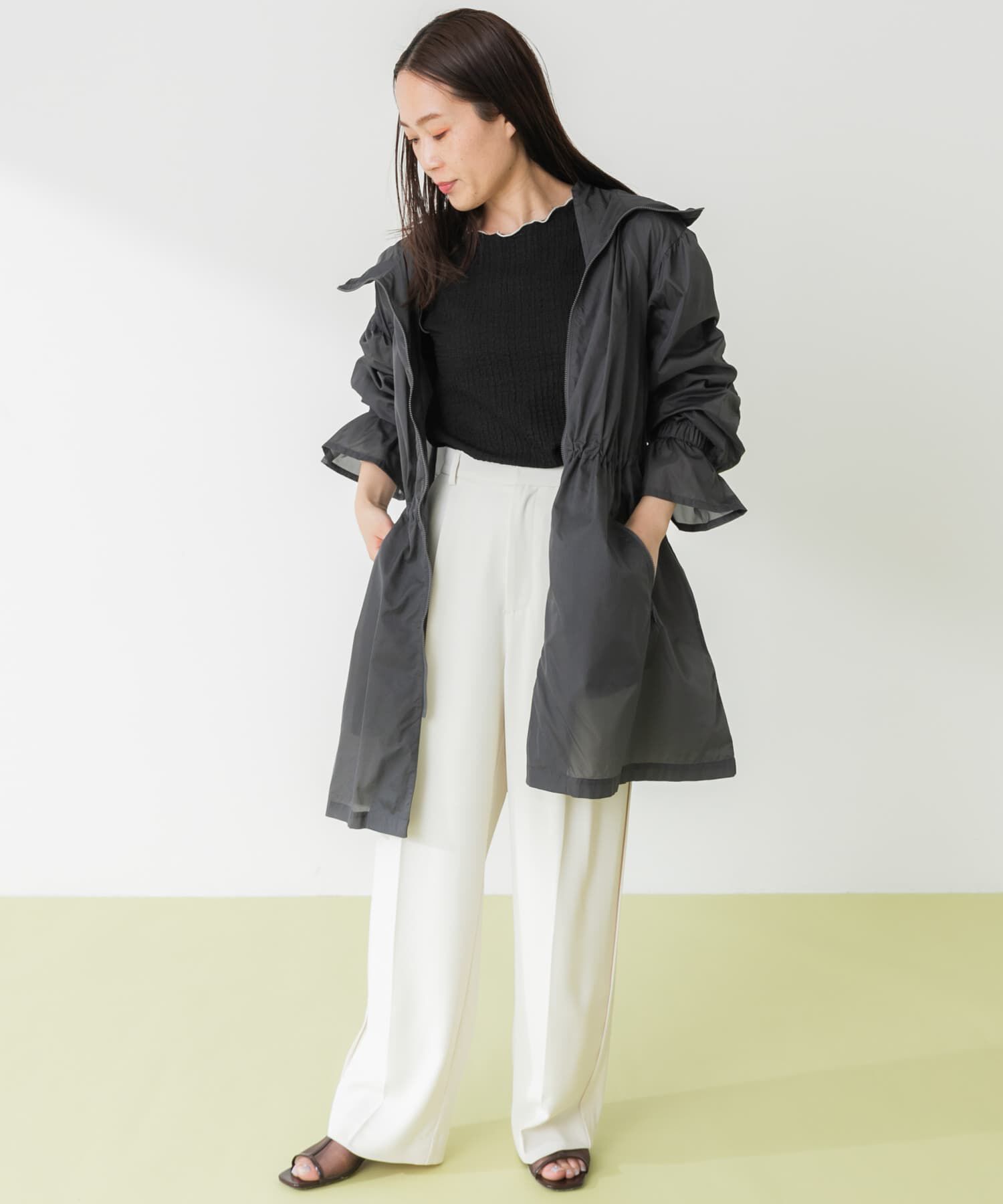 Sonny Label 「SLAB Sheer Blouson」|ノーカラーコート|