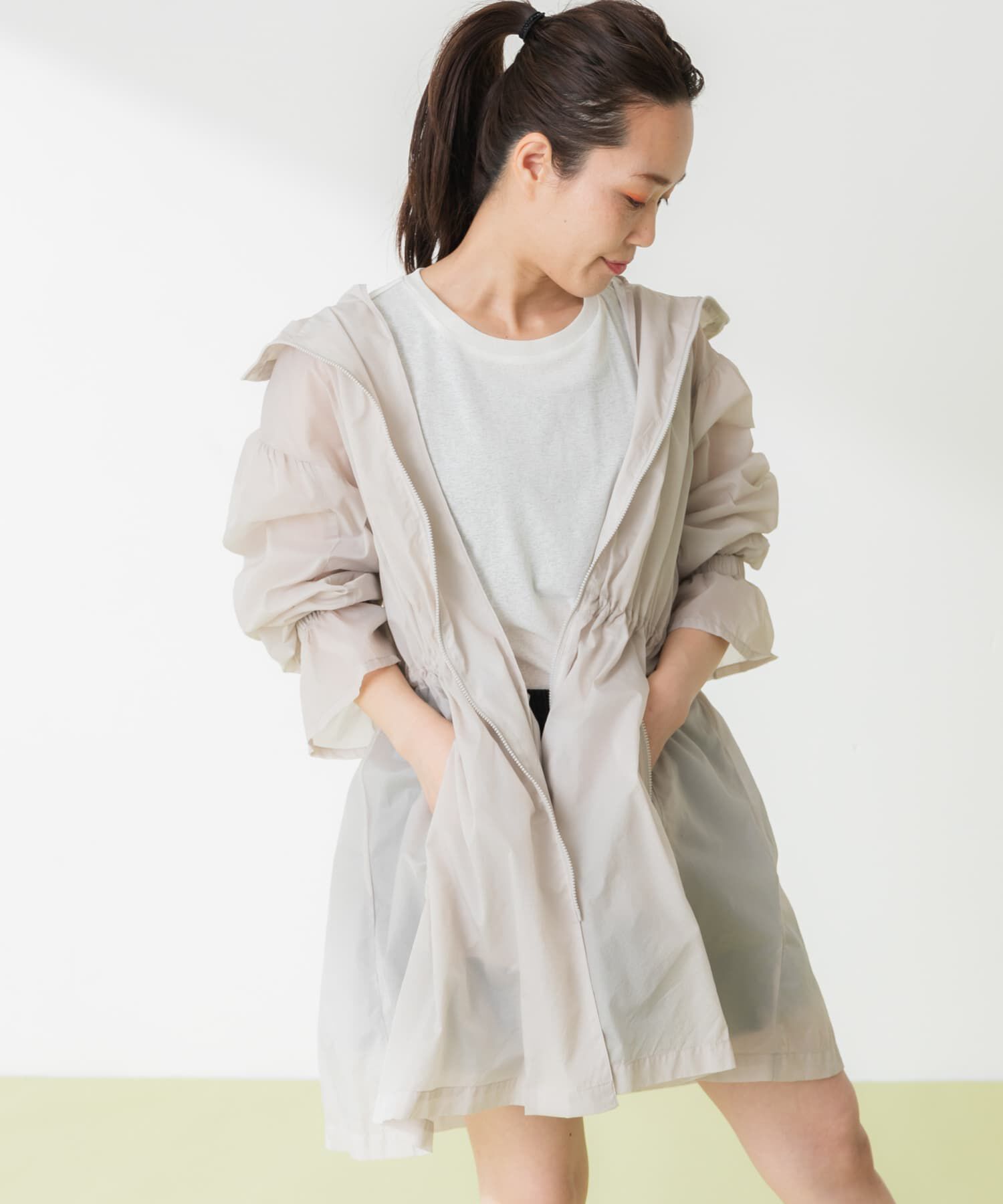 Sonny Label 「SLAB Sheer Blouson」|ノーカラーコート|