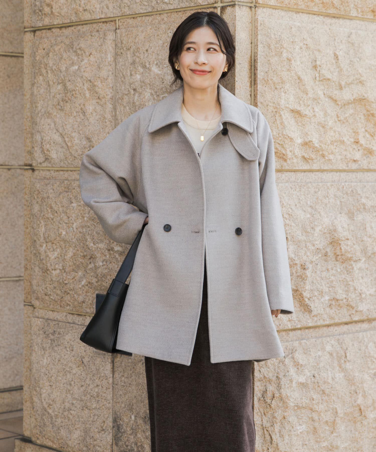 URBAN RESEARCH DOORS「『UR TECH』ミドル丈コート」|ノーカラーコート|ベージュ